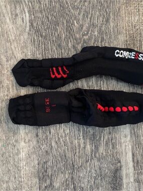 Compression Toe Athletic Socks for Men - Black with Red Accents